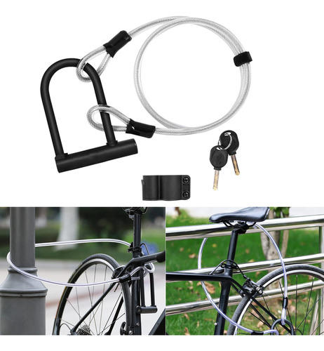 Bloqueo U Resistente Combinacion Bicicleta Cable Seguridad