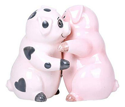 Pacific Giftware Hugging Pigs Magnetic Ceramic Salt And Pepp