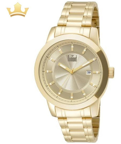 Relógio Dumont Masculino Analógico Dourado Original + Nf