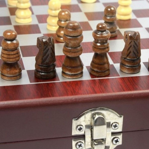 Jogo Para Vinho Com Xadrez Inox Caixa Luxo Madeira 9 Peças