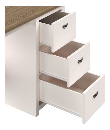 Mesa Lavish Home 80-DESK-WD-DR com acabamento em branco e madeira