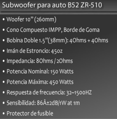 Imagen 4 de 5 de Parlante Sub Woofer B52 Doble Bobina Ala De Caucho By Dancis