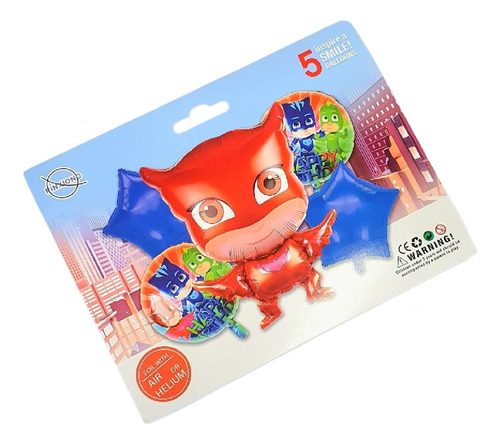 Paquete Con 5 Globos Mask Red Para Decoración De Fiestas