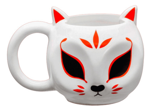 Caneca 3d Kitsune | Cerâmica Decorativa | Animais Cor Branco