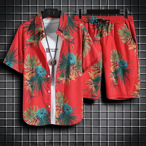 Conjunto De Camisa Hawaiana De Playa Y Pantalón Corto Hombre