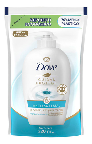 Dove Jabon Liq Dp X220 Cuida Y Protege Antibacterial 