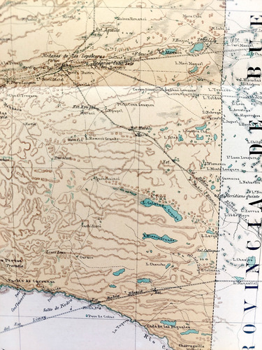 Mapa 1886 La Pampa Ferrocarriles Telegrafos Indios Sendas (Usado)