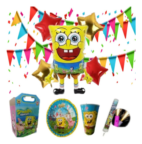 Bob Esponja Paq Fiesta Articulo Set Para Decorar 40 Niños