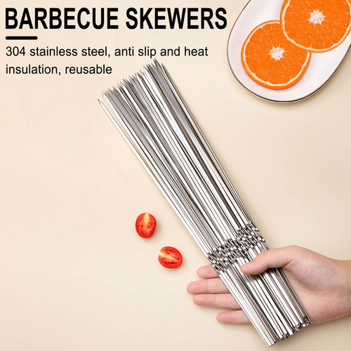 Brochetas Para Asar A La Parrilla, De Acero Inoxidable, Aguj