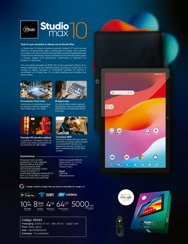 Tablet Mlab Studio Max 10 Pulgadas Octa-core 64gb Wifi