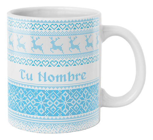 Taza Ugly Sweater Azul Navideño Con Tu Nombre