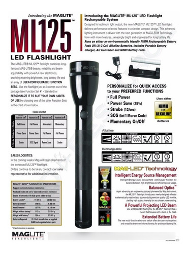 Imagen 6 de 7 de Linterna Led Maglite Ml125 Recargable 192 Lumens 273 Mts
