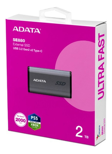 Disco Externo Adata Elite Se880 2tb Gray Usb 3.2