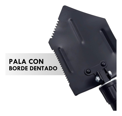 Pala Plegable Doble Borde Dentado Waterdog Spf5815bk Funda Color Negro