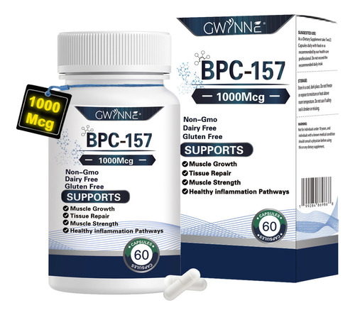 Gwynne Cápsulas De Péptidos Bpc-157 1000mcg De Alta Potencia Para La Recuperación Muscular Y Del Ejercicio, Recuperación Acelerada Y Curación Intestinal 60 Cápsulas