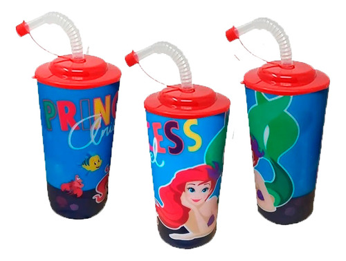 50 Vasos Dulceros Reutilizables Sirenita Ariel