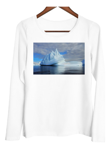 Remera Mujer Ml Iceberg Bote Mar Helado Hielo Blanco N1