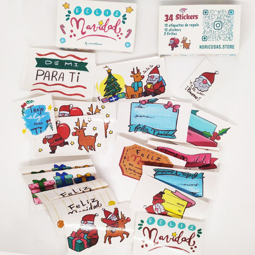 Caja 36 Stickers Navideños