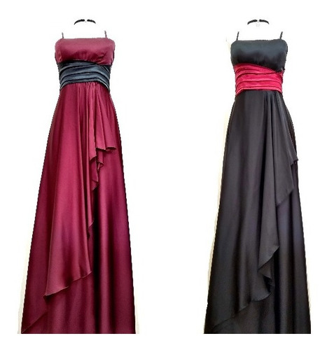 Vestido Largo De Fiesta, De Seda Y Satén Talle 1 Y 2