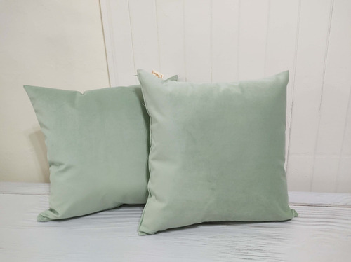  Dos Almohadones Terciopelo Aqua -hilos De Encanto