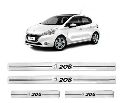 Jogo De Soleira Resinada Peugeot 208 2013 A 2019 Branca M3