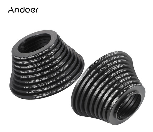 Paso 18pcs 37-49-52-55-58-62-62-67-72-77-82mm Step Up/andoer