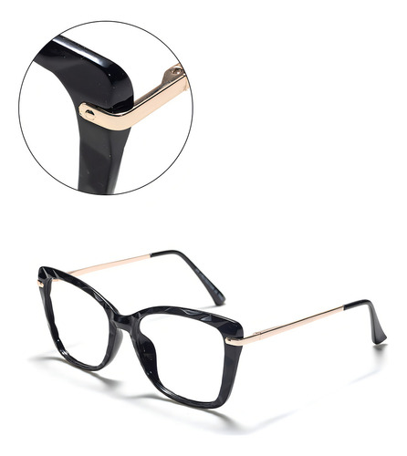 Armação Cristal 3d Óculos Grau Feminino Lapidado Grande A15_ Cor Preto