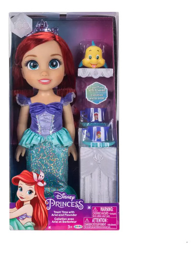 Muñeca Sirenita Princesa Ariel Sirena Y Pez Flounder Disney