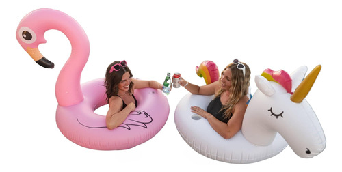 Boozy Buddy Flamingo Flotadores De Piscina Con Portavasos - 