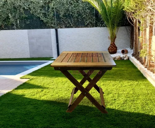 mesa plegable de madera eucaliptus. ideal bar patio o jardin $ 410
