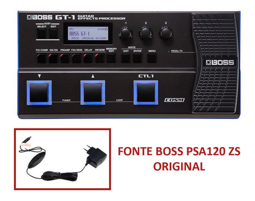 Pedaleira Boss Gt1 Multiefeitos P/ Guitarra Gt-1 Com Fonte