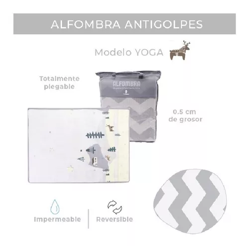 Alfombra Antigolpe Bebe Reversible Plegable 160x180 Reloj