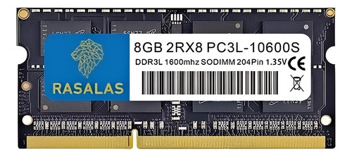 Memoria Ram Ddr3l-1333 para portátil Gamer 1x8gb Rasalas 1333s Pc3-10600S 1.35v Sodimm Color Negro