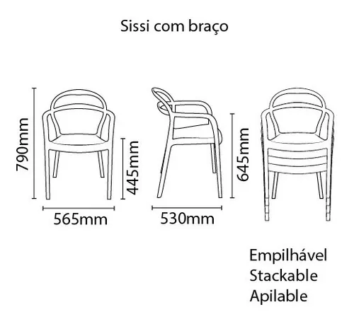 Conjunto 6 Cadeiras Sissi Camurça Com Braço Tramontina 92045/210