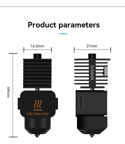 Hotend Boquilla Bambu Lab A1 A1 Mini 0.4 Mm Acero Endurecido