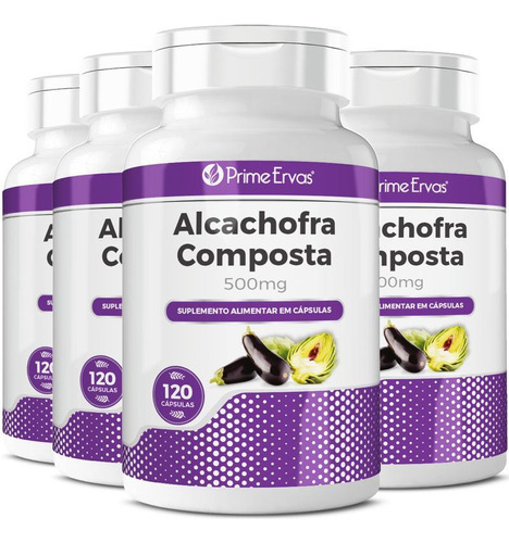 Kit 4 Alcachofra Composta 120 Cápsulas De 500mg