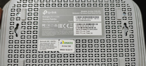 Roteador Tp-link Archer C20-w Preset, Dual Band Ac750mbps (Usado)