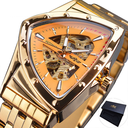 Relógios Mecânicos De Aço Inoxidável Winner S1225 Cor Da Correia Dourado
