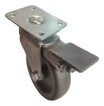 Comprar 5 Rodajas Ruedas 3 PuLG. Gris Con Freno Llantas Industriales