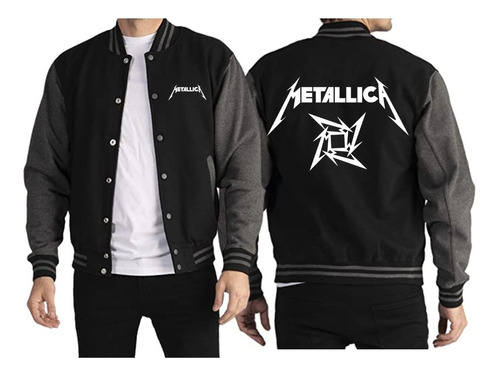 Chaqueta Beisbolera Metallica Logo Banda Rock