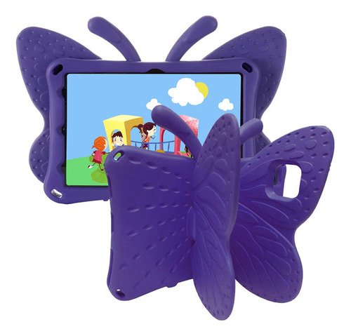 Funda Para iPad Air 5ta Gen 10.9  De Goma Mariposa Morada