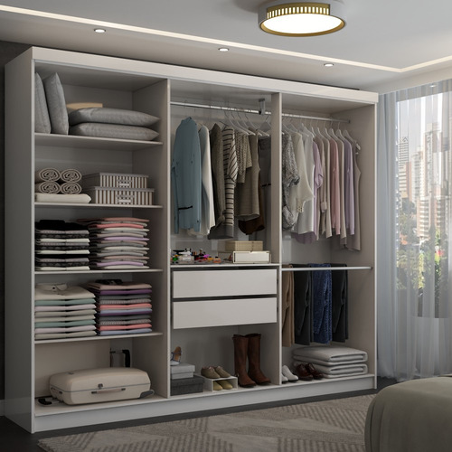 Guarda-roupa Casal Odisseia 6 Portas Espelho Branco