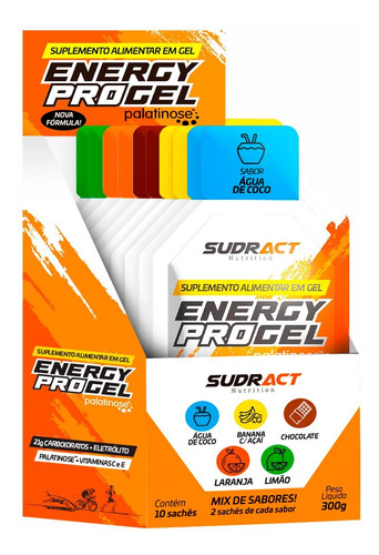 Energy Pro Gel 10 Sachês De 30g Palatinose Sudract Nutrition