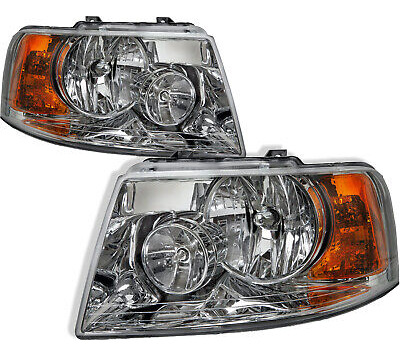 Chrome Headlight Set Fits Ford Expedition 2003-2006 Capa Eei