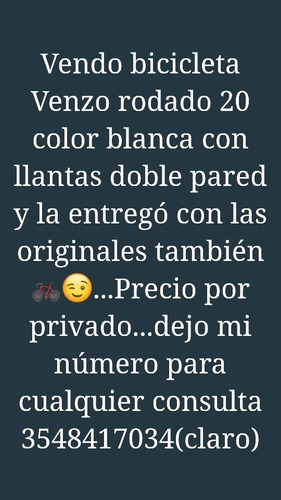 Venzo Infierno Rodado 20 Color Blanca