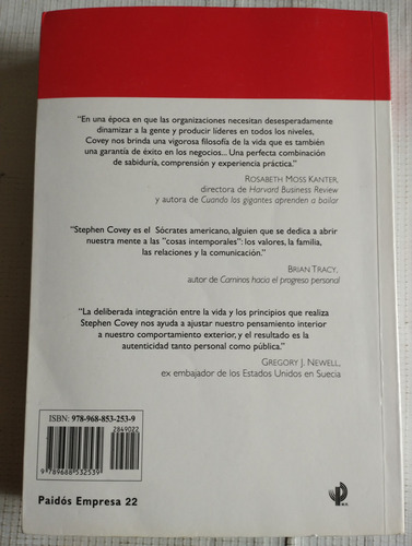El Liderazgo Centrado En Principios Libro Stephen R Covey O (Usado)