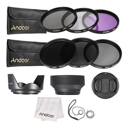 Kit De Filtros De Lentes Andoer De 55 Mm Uv+cpl+fld+nd (nd2