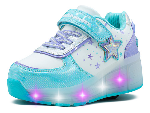 Tenis Patín Bubble Gummers Para Niña Zaila Color Ajuste Velcro Luces