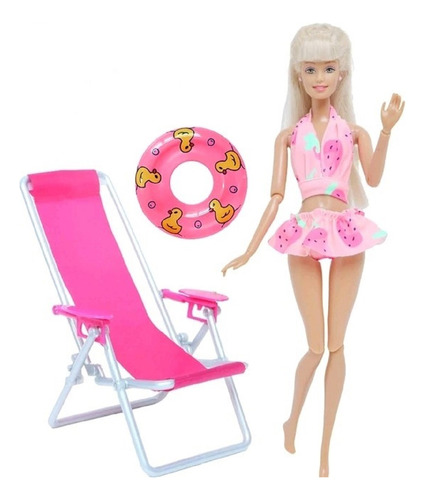 Barbie Set Playa ( Silla + Traje Baño + Flotador) 