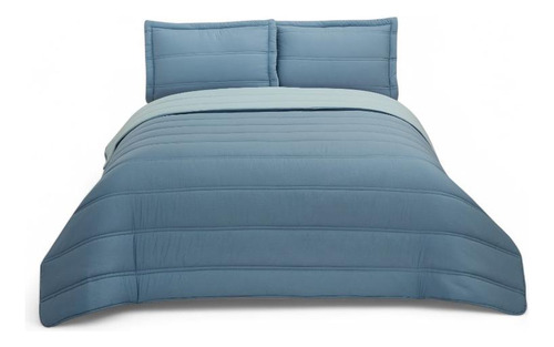 Plumón Cama Reversible 2 Plazas Azul Claro/celeste